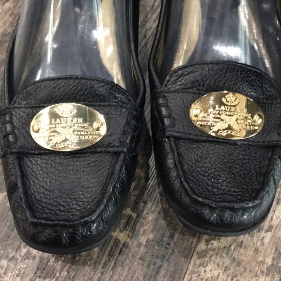 Lauren Ralph Lauren Black & Gold Loafers - Picture 2 of 13
